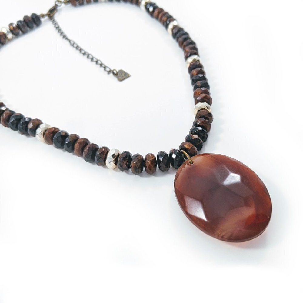Cookie Lee Brown Faceted Beads Pendant Necklace
